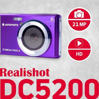 CAMARA AGFA CAMARA DC5200 PURPLE 21MP ZOOM X8