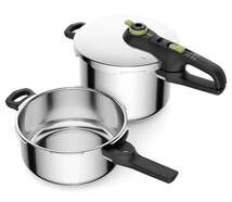 Olla Presi&oacute;n R&aacute;pida Tefal P25843 Secure - 6 y 4 L, 2 Programas, Apto para inducci&oacute;n, Inox