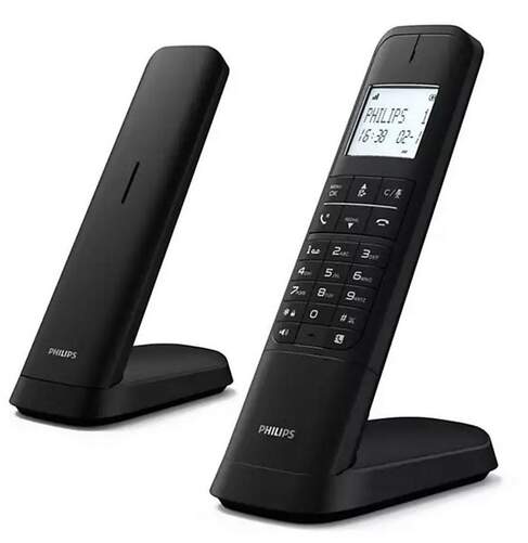 Tel&eacute;fono inal&aacute;mbrico Philips M4702B/12 Duo negro - 1,8", 14 h autonom&iacute;a conversaci&oacute;n, manos libres