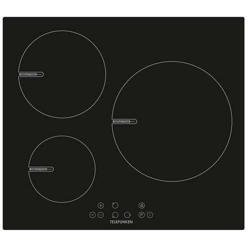 Placa de inducción Telefunken TLK300IND - 3 Zonas (1 Gigante 29cm), Negro, Touch Control