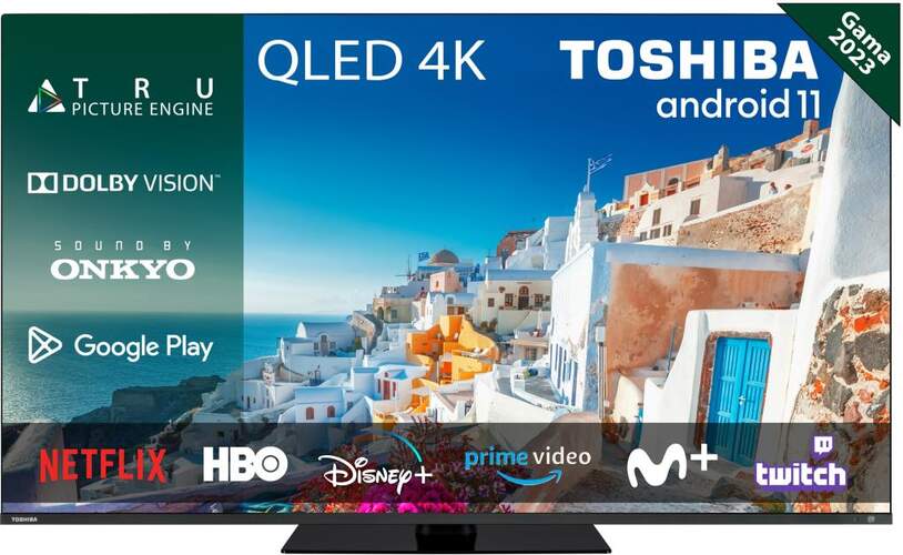 TV 55" Qled Toshiba 55QA7D63DG - 4K, Tru Picture, Android TV, Dolby Vision/Atmos 20W, Chromecast