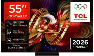 TV TCL 55" SQD MiniLED 55C8L - 4K Ultra HD, GoogleTV, 144 Hz, Bang & Olufsen 100W, HDR10