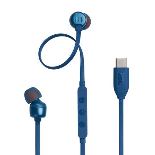 Auriculares JBL Tune 310 USB-C Azul - 20-40000Hz, cable plano, micr&oacute;fono integrado, control volumen
