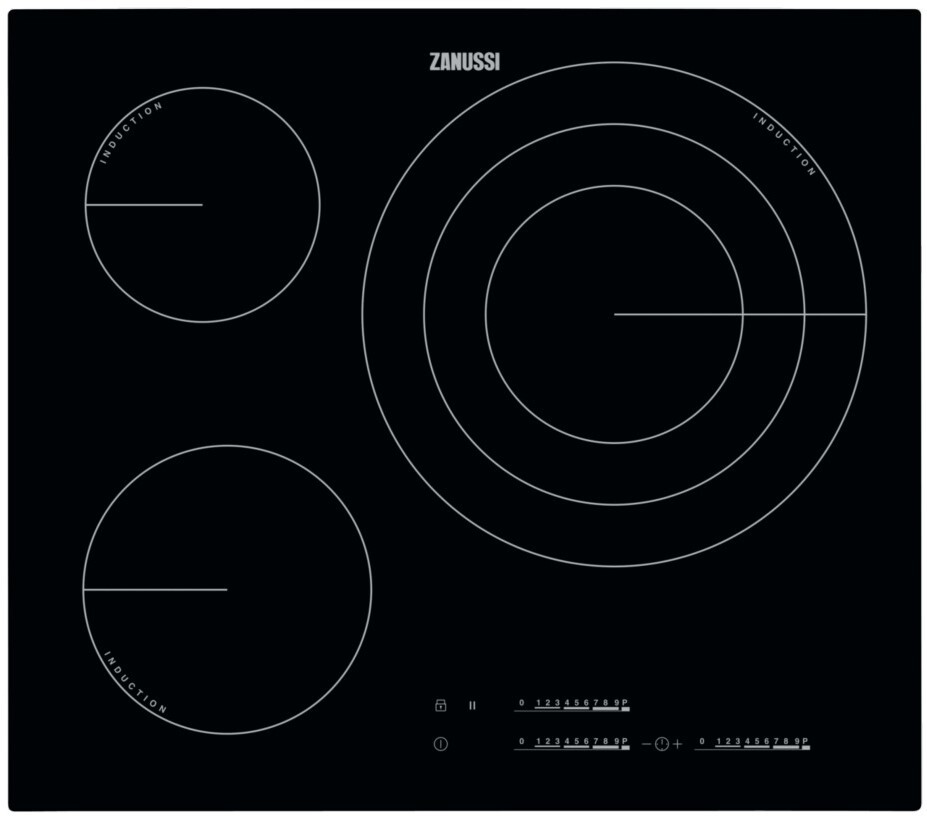 Placa de Inducción Zanussi ZIT6375CB - 3 Zonas (1 Gigante 32cm) Triple, Booster (Sprint)
