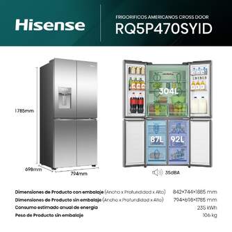 FRI. HISENSE RQ5P470SYID 179x80x70 4P NF INOX DISP