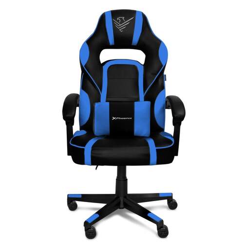 Silla Gaming Phoenix Trophy Negra/Azul - Reclinable 15º, Cojín Lumbar