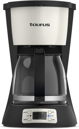 Cafetera Goteo Taurus Vintage Digital Cream - 1000W, 1.5 Litros, Temporizador, 12 Tazas