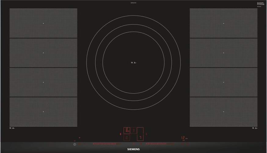 Placa inducción Siemens EX975LVV1 - 90cm, Zona 32cm, Doble Zona FlexInduccion,FryingSensor