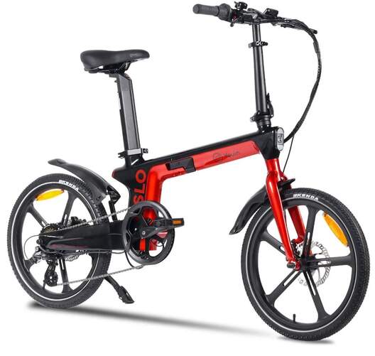 Bicicleta Eléctrica Youin Oslo BK1900 Negro y Rojo - Plegable, Motor 250W, Freno disco, 45 km aut.