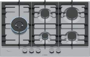 Placa de gas Bosch PCS7A5I90 - 75 cm de ancho, 5 fuegos, 9 niveles de potencia, GasStop