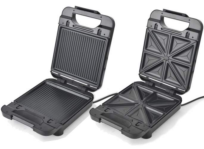 Sandwichera Comelec SA1226 - 4 espacios, grill, 1400 W, antiadherente, termostato autom&aacute;tico
