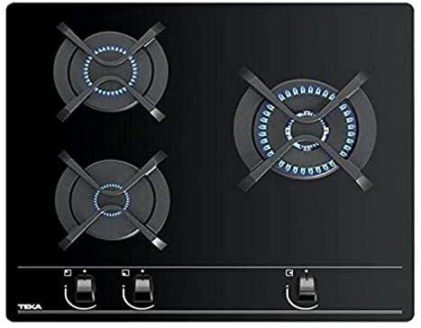 Placa Gas Teka GBC 63010 - 60cm, 3 Fuegos, Cristal Templado, Gas Natural, Termopar