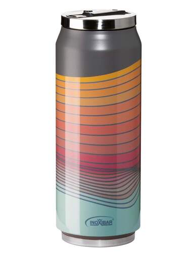 Termo de líquidos Inoxibar 61261 Red Waves - 28 cl, boquilla de silicona, mantiene 12 h de frio