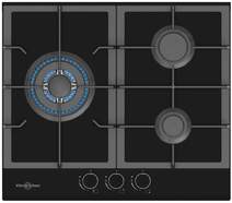 Encimera de gas butano Vitrokitchen CG630NB - 3 fuegos, CristalGas