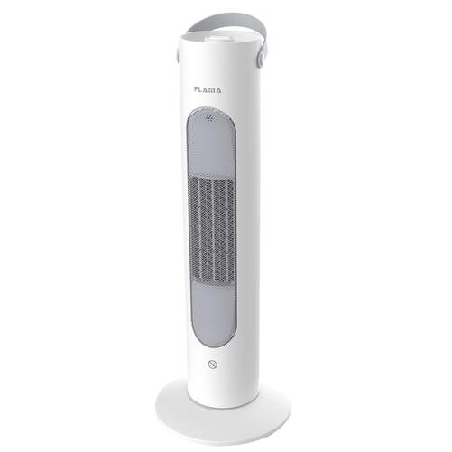 Calefactor Torre Flama 2327FL - 2000 W, 3 Potencias, 2 Funciones, Torre Vertical, Anti-vuelco,Blanco