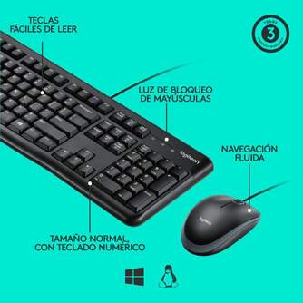TECLADO RATON LOGITECH MK120 CON CABLE USB