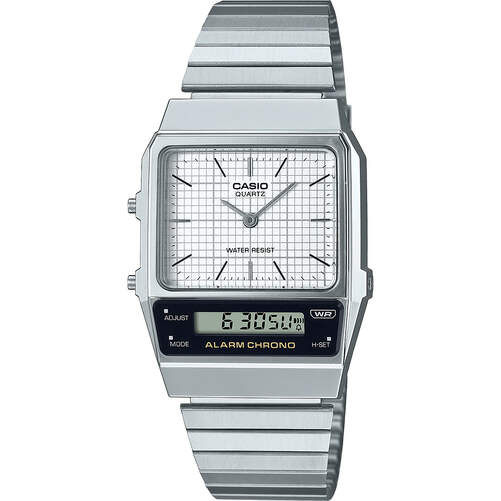 Reloj Casio Vintage Iconic AQ-800E-7AEF - Correa y esfera digital y analógica gris, con alarma