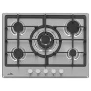 Placa Gas Butano Artica AXG7050 - 70cm, 5 Fuegos (Zona Wok), Parrilla Forja, Autoencendido, Inox