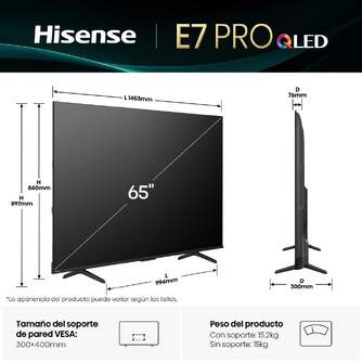 TV HISENSE 65%%%quot; 65E7Q PRO UHD QLED SMART TV 144HZ