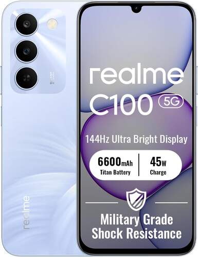 Realme C100 5G 4/256 GB Morado - 6,8", MediaTek Dimensity 6300 Octa Core, Android 16, 50MP, 7000 mAh