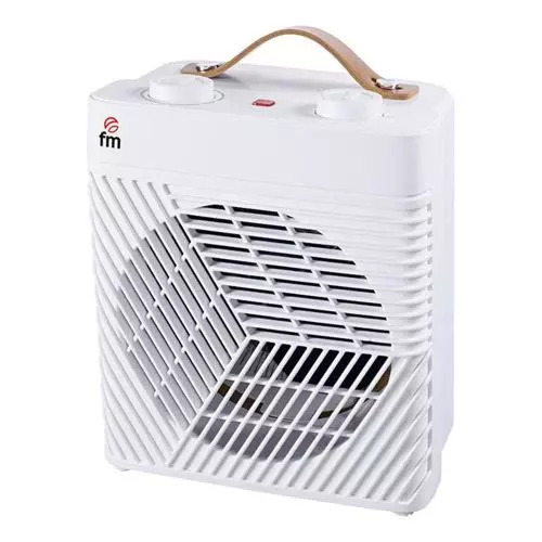 Calefactor FM TH-20 - 2000W, 2 Potencias, Temp. Regulable, Sistema anti-vuelco, Blanco