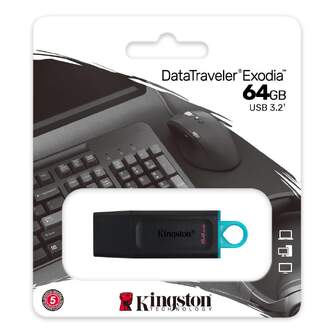 MEMORIA USB KINGSTON 64GB USB 3.2 EXODIA TEAL