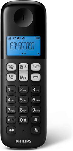 Teléfono inalámbrico Philips D1611B Negro - 50 Contactos, Rellamada, 20 Registros, Altavoz