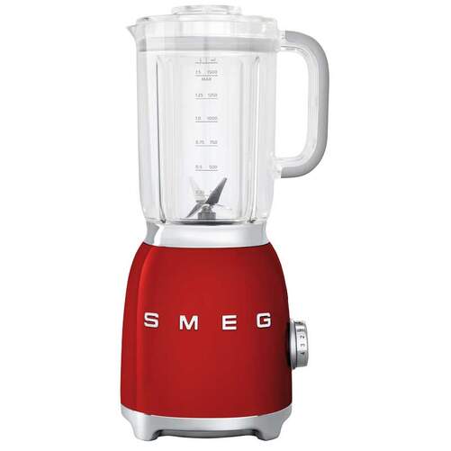 Batidora Vaso Smeg 50&#39;s Style Roja BLF01RDEU - 800W, 3 Funciones, 4 Velocidades, Jarra 1.5 Litros