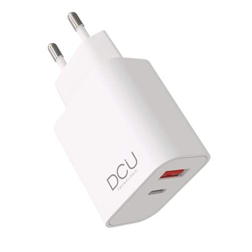 Cargador DCU 1xUSB C Power Delivery 20W, 1xUSB A 3.0 Quick Charge de 18 W