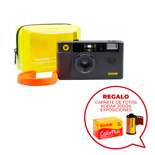 Cámara Analógica Dubblefilm Show Negro - Película 35mm, Objetivo 32mm F8