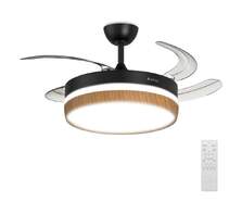 Ventilador techo Artica AVTECHR72NM - Retr&aacute;ctil, 72W, LED, Mando, Temporizador, Negro Madera