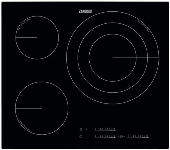 Placa de Inducción Zanussi ZIT6375CB - 3 Zonas (1 Gigante 32cm) Triple, Booster (Sprint), Set & Go