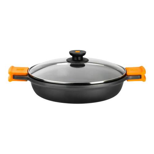 Cacerola Baja Bra Efficient 32cm - Aluminio Fundido, Tapa y Asas Silicona
