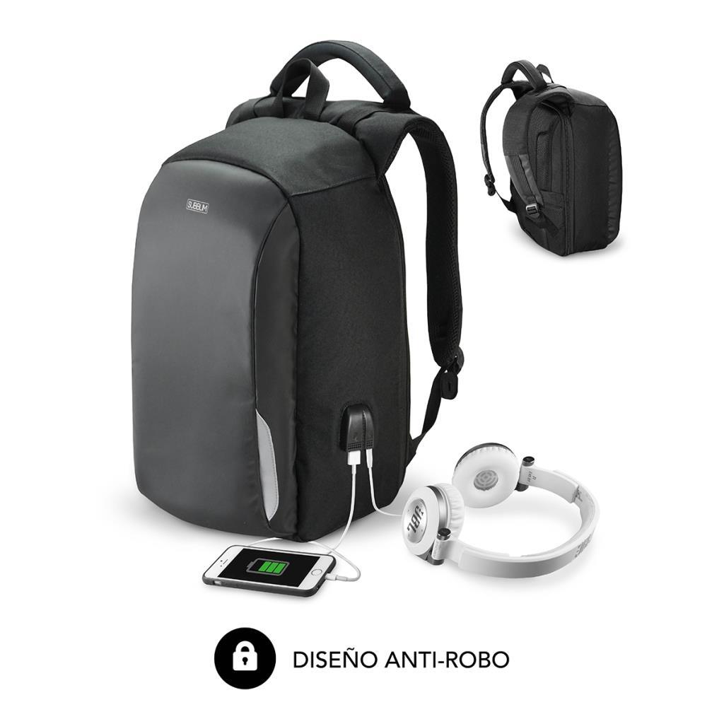 Mochila PC Subblim Secure - Negra, para portátiles hasta 16"