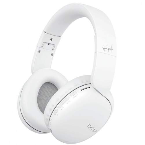 Auriculares DCU Bluetooth Diadema - Bluetooth y cable jack, 15 h autonom&iacute;a, radio FM, blanco