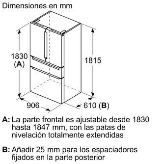 FRI. SIEMENS KF96RSBEA 183x90 FD NF NEGRO DSP.