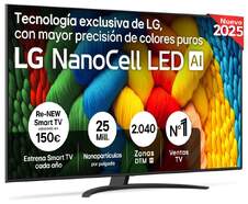 TV LG 75" DLED 75NANO81A6A - 4K Ultra HD, NanoCell Alfa7, Web OS 25, 20 W RMS, HDR10 Pro