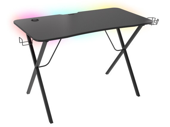 Escritorio Gaming Genesis Holm 200 NDS-1606 - Iluminación RGB HUB USB, Portavasos, MDF y Acero
